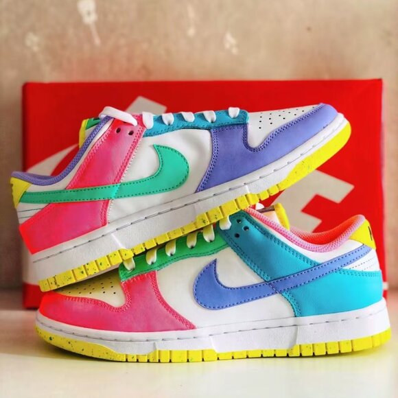 Nike Dunk Low "Pastel Mismatch" - Asymmetrical Candy-Colored Artistic Sneakers - Picture 3 of 4